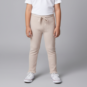 PEACH WITH KNOT THERMAL FABRIC BOTTOM FRIL PLAIN PAJAMA TROUSER